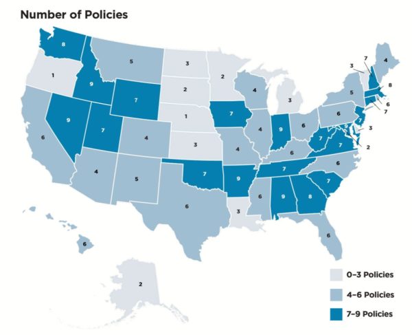 2021 CS policies adopted by state Map of states who adopted CS policies