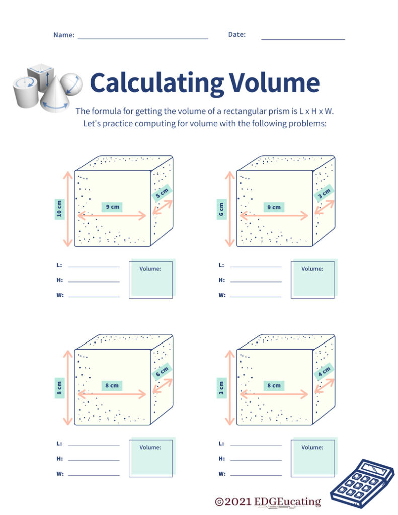 Calculating Volume Worksheet