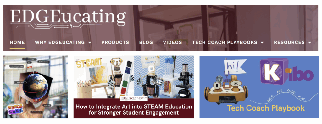 EDGEucating's product vetting, blogs, and tech coach playbook offering.